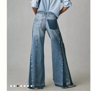 Anthropologie Pilcro Adi Mid-Rise Frayed Relaxed Flare Rework Jeans 25 26